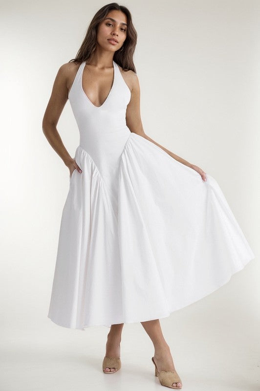 Later Deep V Sleeveless backless Dress